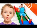 Vania Mania Kids Play On Stair Slide For Children
