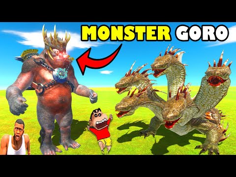 SHINCHAN and CHOP 100 UNITS DEATH RUN vs MONSTER GORO ALONE in ANIMAL REVOLT BATTLE SIMULATOR