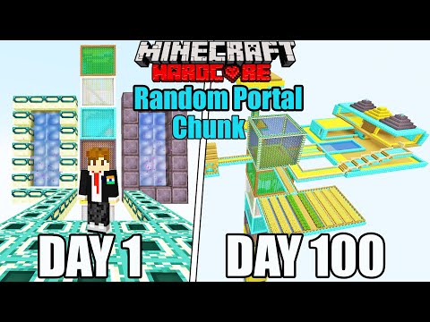 I Survived 100 Days in Random Portal One Chunk Minecraft Hardcore