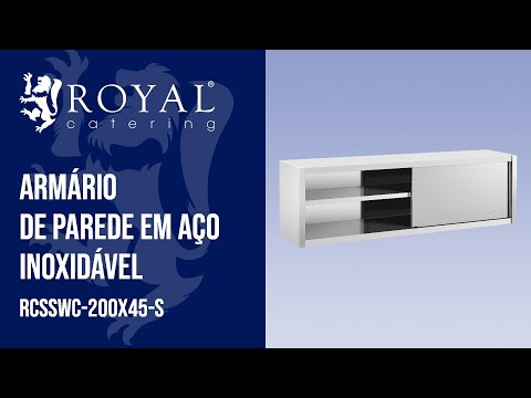 vídeo - Armário de parede em aço inoxidável  - 200 x 45 cm - Royal Catering - 30 kg