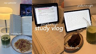 Study Vlog: new semester! 📚 productive school days, library study, notetaking, uni study motivation 