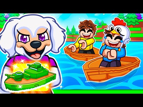 I Pretended to be a DOG in Roblox Build a Boat, Then used a $100,000 Boat!