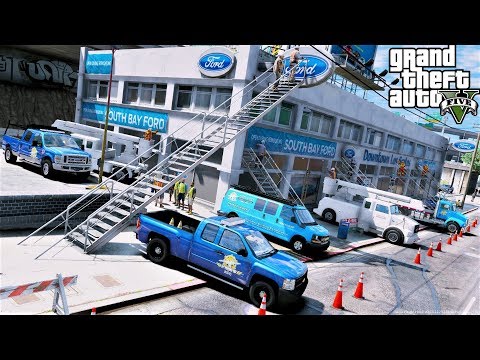 GTA 5 Real Life Mod #104 Building A Ford Dealership In Los Santos - GTA 5 Construction Mod Video