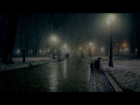 Schlafen Sie sofort mit Regen und Gewitter Geräusche die den Park nachts bedecken - Regengeräusche