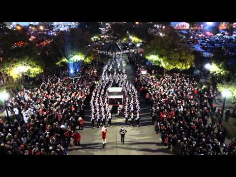 Ohio State Marching Band Marches to the Shoe on Blackout Night shot from Rotunda 10 17 2015