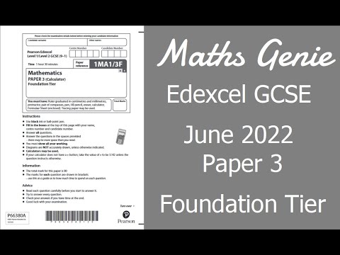 Edexcel GCSE Maths June 2022 3F Exam Paper Walkthrough