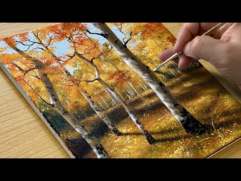 How to Draw Autumn Forest / Acrylic Painting for Beginners