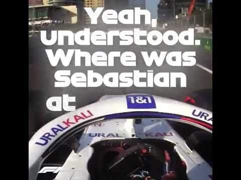 Mick Schumacher checks on Sebastian Vettel for 32 seconds straight...