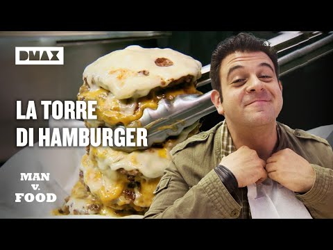 Adam Richman contro la TORRE: 30 cm di hamburger | Man vs Food