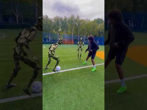 Made some friends to train with…🤖 #robot #football #viral
