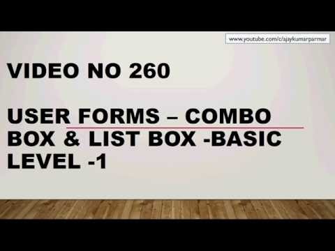 Learn Excel - Video 260- VBA -ListBox & ComboBox -FORM -Part 2
