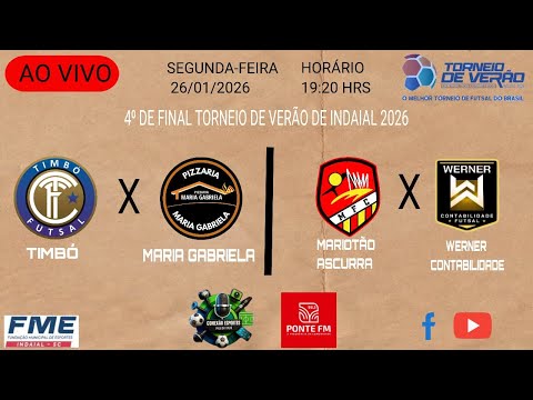 AO VIVO  Quartas de Final  Torneio de Verão Indaial 2026 | Timbó x Maria Gabriela +Mariotão x Werner
