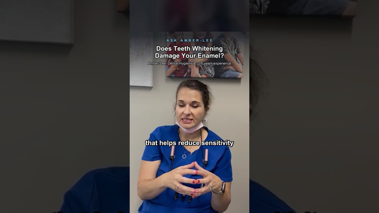 Amber-Lee, registered dental hygienist, explains whether teeth whitening damages enamel at Bright White Dental Hygiene Clinic in Riverview NB