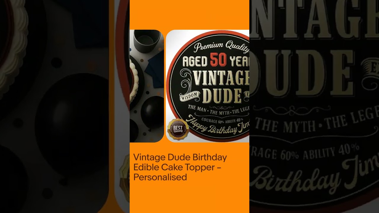 Vintage Dude Birthday Edible Cake Topper – Personalised