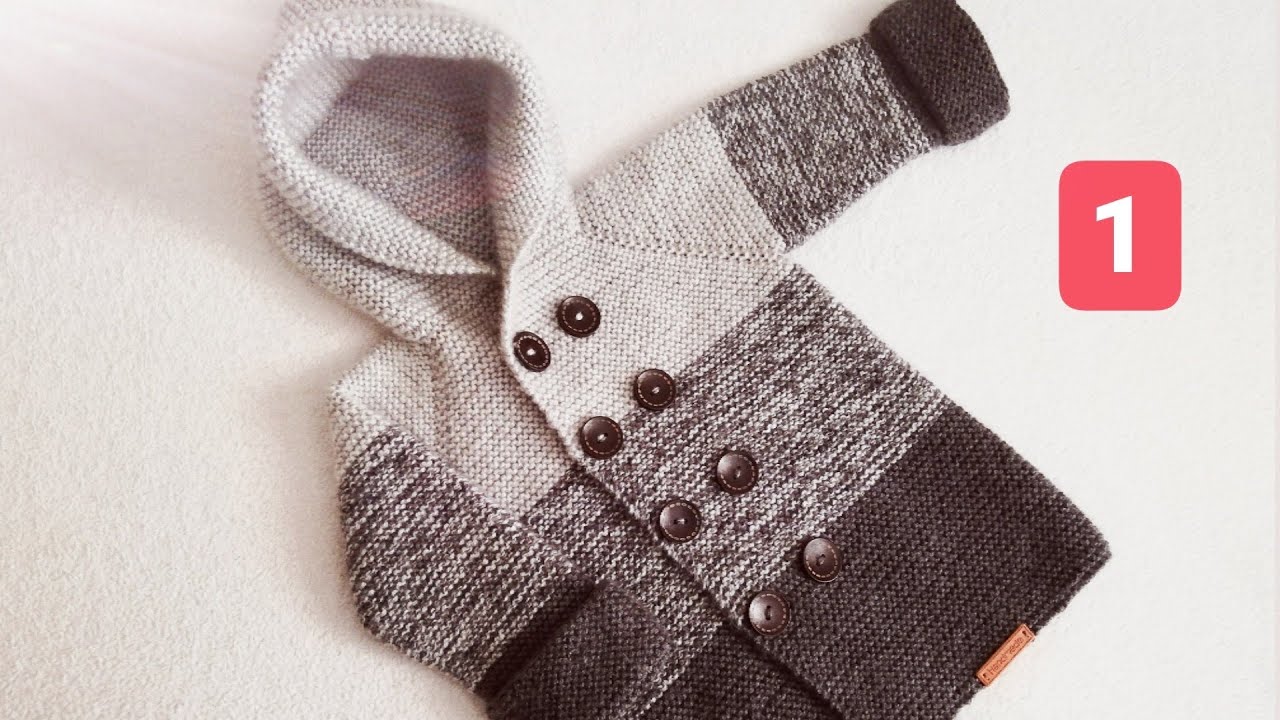 Chaqueta de bebé con capucha fácil a dos agujas (1ª Parte) #tejeradosagujas #puntobobo