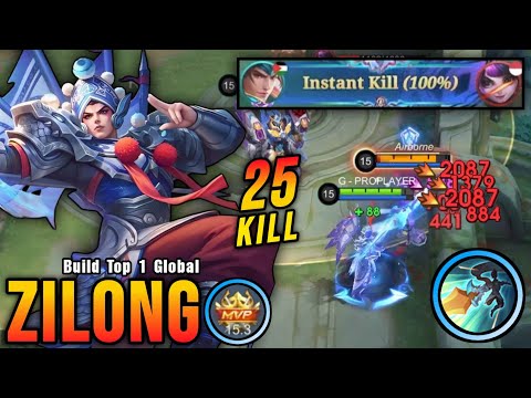 25 Kills!! Legendary Zilong Instant Kill Enemies!! - Build Top 1 Global Zilong ~ MLBB