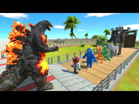 Godzilla Burning Oasis Death Run VS Titan Cameraman - Animal Revolt Battle Simulator