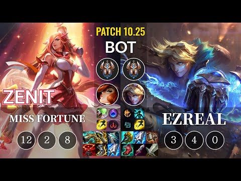HLE Zenit Miss Fortune vs Ezreal Bot - KR Patch 10.25