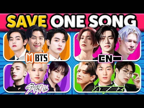 4 GROUPS BATTLE: BTS vs ENHYPEN vs STRAY KIDS vs ATEEZ: Save One Song 🎵 | Kpop Quiz 2025