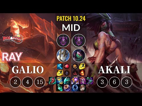 KT Ray Galio vs Akali Mid - KR Patch 10.24
