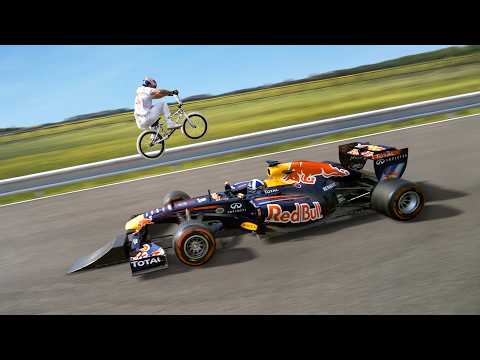 Jumping Over A Moving F1 Car (world first)