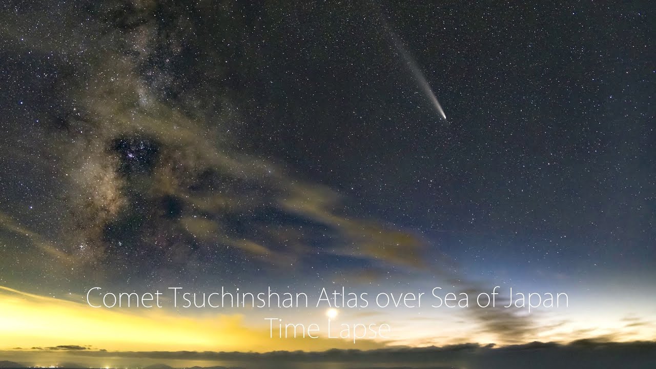 Comet Tsuchinshan Atlas over Sea of Japan Time Lapse