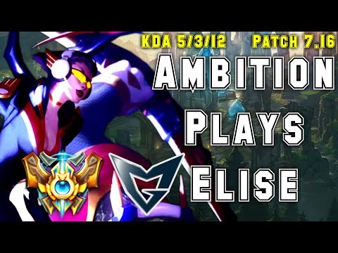 SSG Ambition Plays ELISE vs KHA'ZIX Jungle - S7 Ranked | Patch 7.16