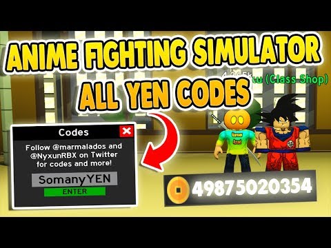 3 Secret Max Yen Codes In Anime Fighting Simulator Roblox - roblox titan anime fighting simulator codes