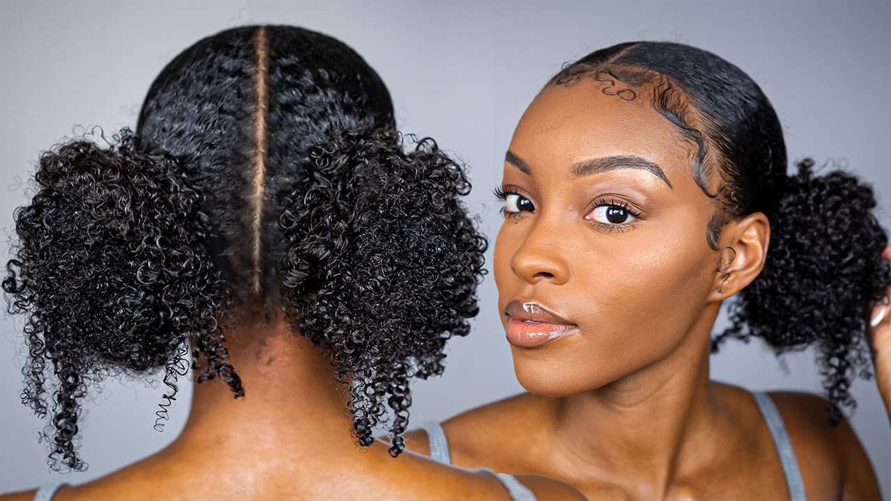low messy space buns on curly natural hair ✨