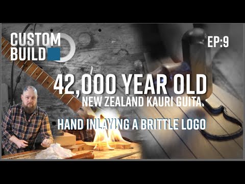 Ep 9 -  Inlaying a BRITTLE Bog Oak Logo | Building a Guitar from 42,000 Year Old Wood!