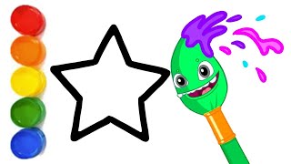 Glitter stars coloring & drawing for kids, toddlers with Groovy The Martian Cartoon & nursery rhymes