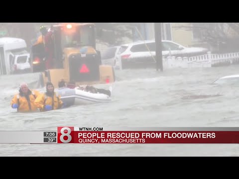 Nor'easter hammers Massachusetts, people rescued from floodwaters in Quincy
