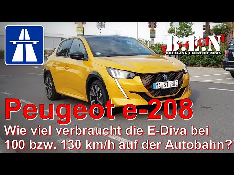 Autobahn-Verbrauch Peugeot e-208 bei 100 km/h bzw. 130 km/h! Wie viel Strom süffelt die E-Diva? 🥰
