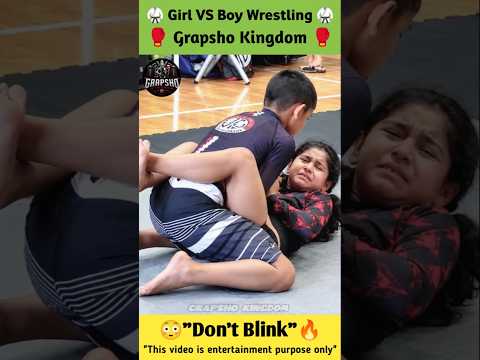 Girl vs Boy Grappling 🥋😱 / Boy Stays One Step Ahead and Secures the Win* #bjj #wrestling #shorts