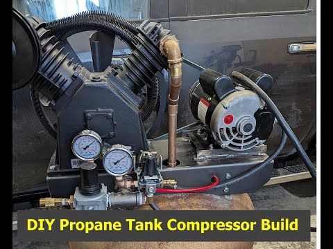 DIY Compressor Build Using a Harbor Freight Pump a Vevor 5HP Motor and 60 Gallon Propane Tank