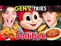 Gen Z Americans Try Jollibee For The First Time! (Chickenjoy, Yumburger, Jolly Spaghetti)