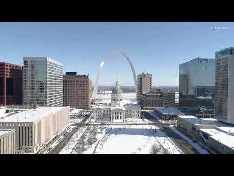 Drone video captures snow-covered St. Louis