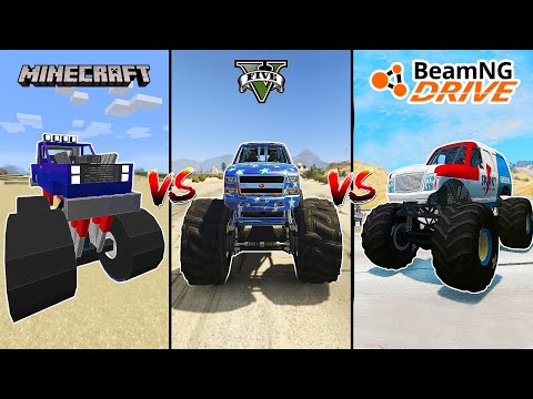 Minecraft Monster Truck VS GTA 5 Monster Truck VS Beamng drive Monster Truck - WHERE IS BEST?