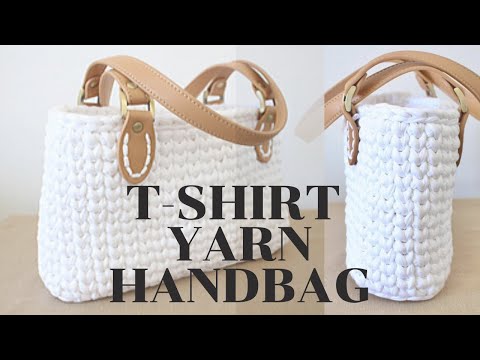 Crochet Handbag with base and leather straps