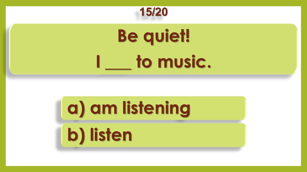 Present Simple & Present Continuous | Test #3| English Grammar Quiz
