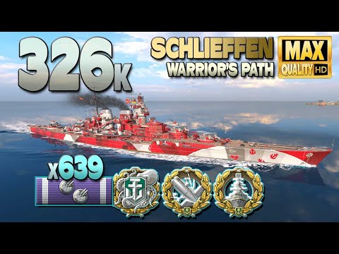 Battleship Schlieffen: Excellent player on map Warrior's Path - World of Warships