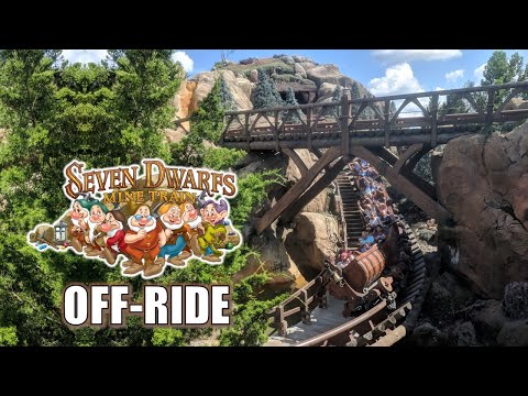 Off-ride footage of a Seven Dwarfs Mine Train train