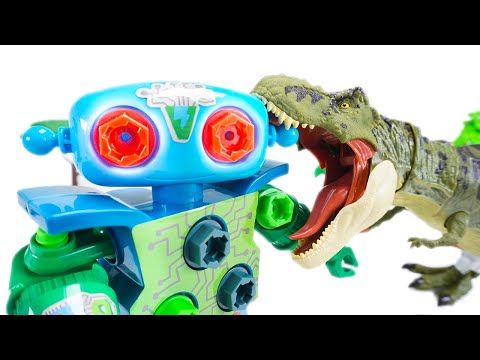 Design & Drill Robot Defeat Jurassic World Tyrannosaurus Rex!!  | ToyMoon