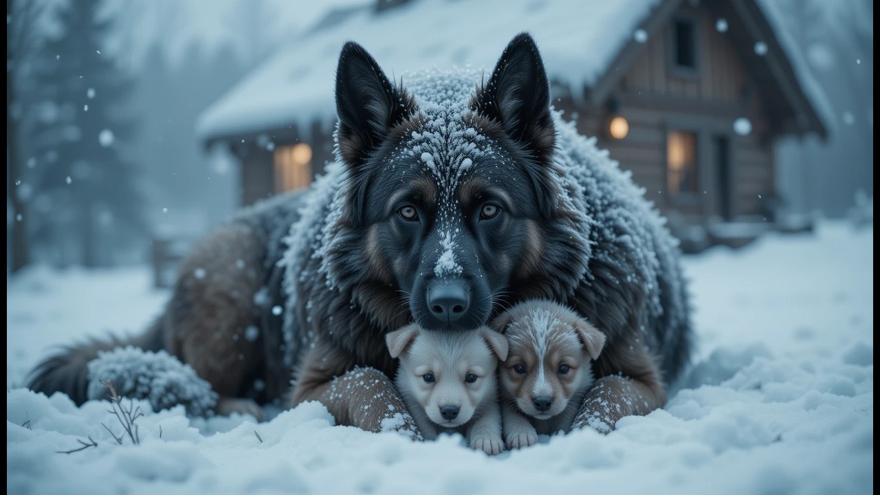 Una perra solitaria y sus cachorros esperaron afuera en la tormenta… La razón te romperá el corazón