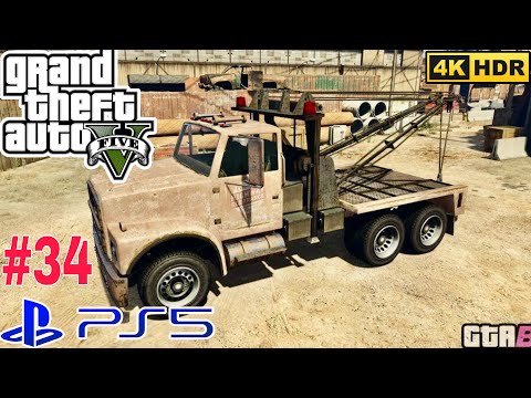 GTA 5 Walkthrough Mission 34; Tow Truck | Next-Gen Graphics Mod 4K Ultra HD | PS5 