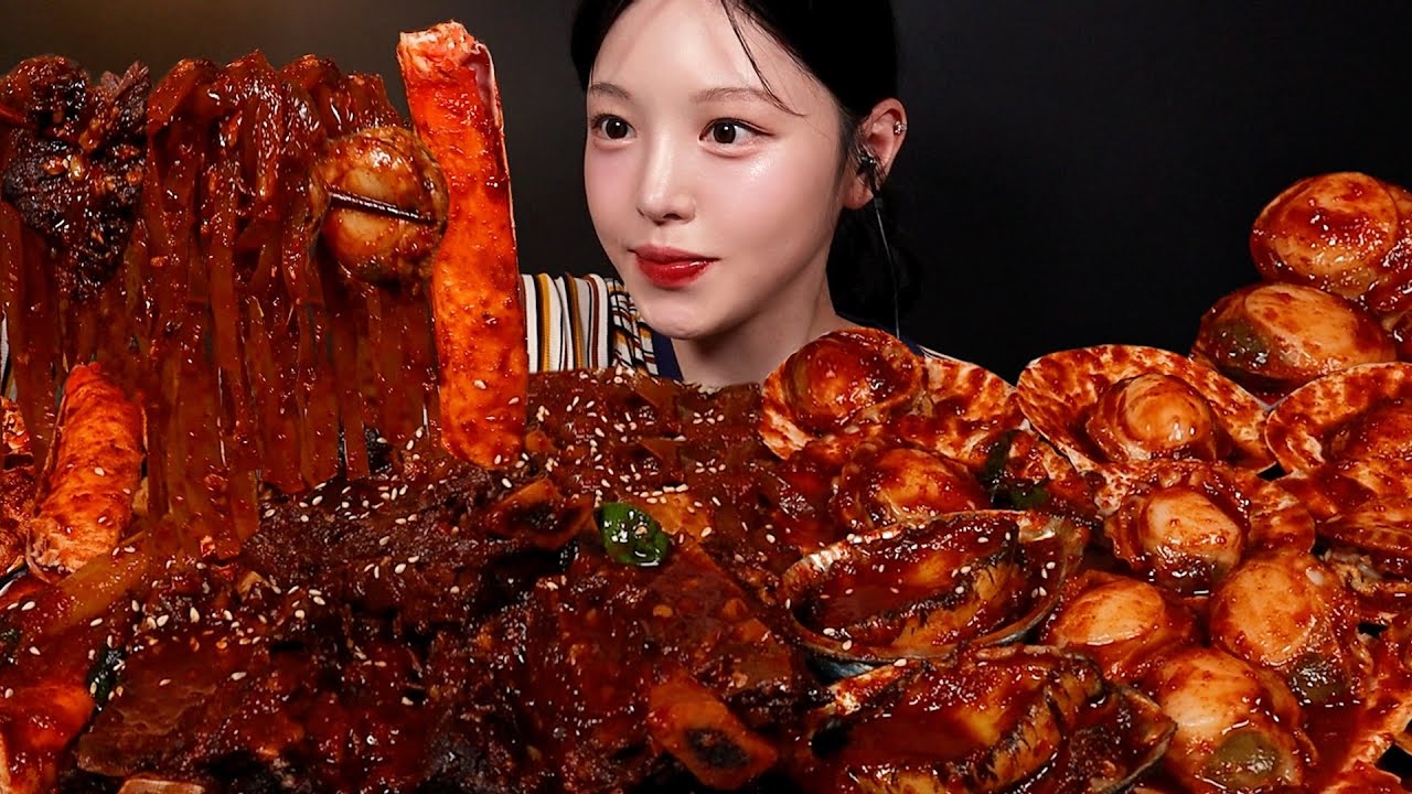 SUB)직접 만든 매운 해물 갈비찜 먹방!🔥대왕 가리비 킹크랩 전복 왕갈비까지 레전드 갱신한 날 Spicy Seafood