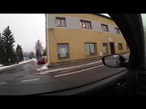 Driving through the Czech Republic by car. The town of Jablonec nad Nisa.