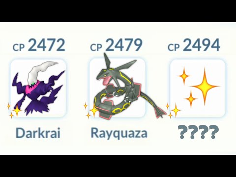 Using Triple RAREST SHINY (Darkrai, Rayquaza, ?) Team 😎 (Pokemon Go)