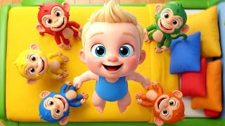 Five Little Monkeys Jumping on Old MacDonald’s Bed + Finger Family + Baa Baa Black Sheep. Kids Songs